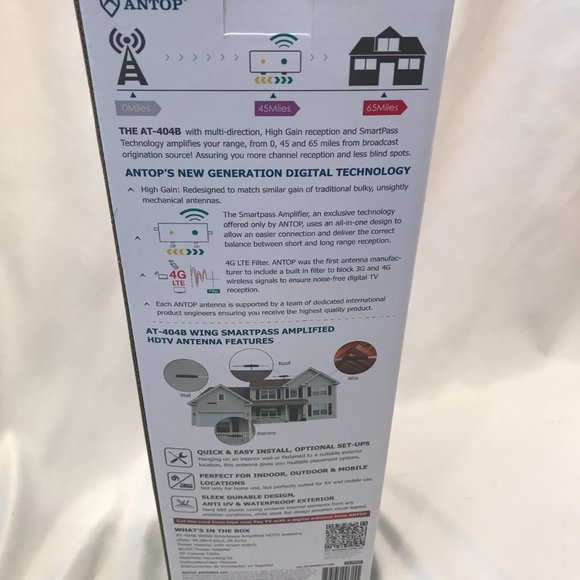 ANTOP WING 4K HDTV Antenna Smartpass Amplified Outdoor or RV AT-404B 65 Mile NEW - Picture 9 of 9